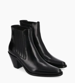 FREE LANCE Paris Bottine chelsea à talon - Jane 70 - Cuir de veau lisse - Noir Fashion