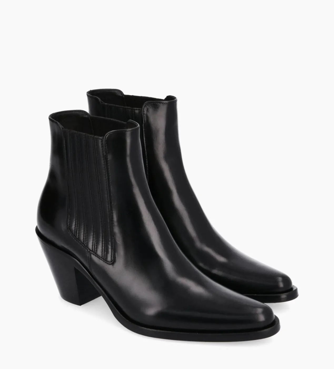 FREE LANCE Paris Bottine chelsea à talon - Jane 70 - Cuir de veau lisse - Noir Fashion