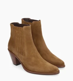 FREE LANCE Paris Bottine chelsea à talon - Jane 70 - Cuir velours - Sienna Discount