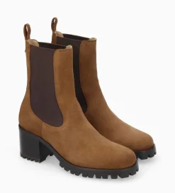 FREE LANCE Paris Bottine chelsea à talon - Jade 45 - Cuir velours - Brun Best