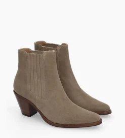 FREE LANCE Paris Bottine chelsea à talon - Jane 70 - Cuir velours - Grège New