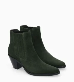 FREE LANCE Paris Bottine chelsea à talon - Jane 70 - Cuir velours - Militaire Hot