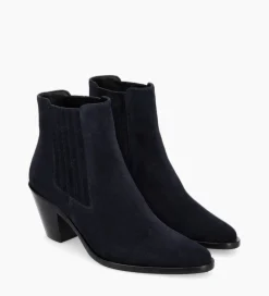FREE LANCE Paris Bottine chelsea à talon - Jane 70 - Cuir velours - Marine Flash Sale