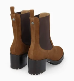 FREE LANCE Paris Bottine chelsea à talon - Jade 45 - Cuir velours - Brun Best