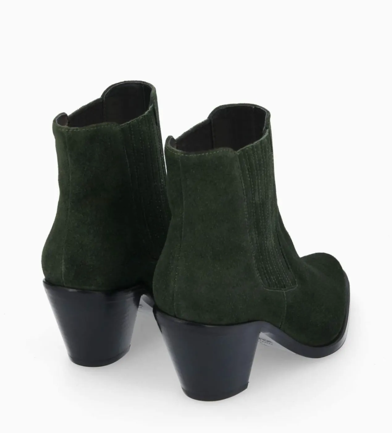 FREE LANCE Paris Bottine chelsea à talon - Jane 70 - Cuir velours - Militaire Hot