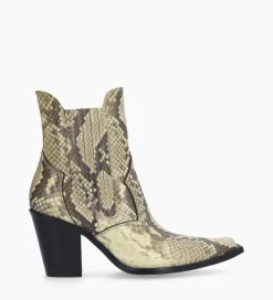 FREE LANCE Paris Bottine chelsea à talon - Sandy 80 - Cuir imprimé serpent - Naturel Flash Sale