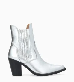 FREE LANCE Paris Bottine chelsea à talon - Sandy 80 - Cuir imprimé crocodile/Cuir métallisé - Argent Cheap