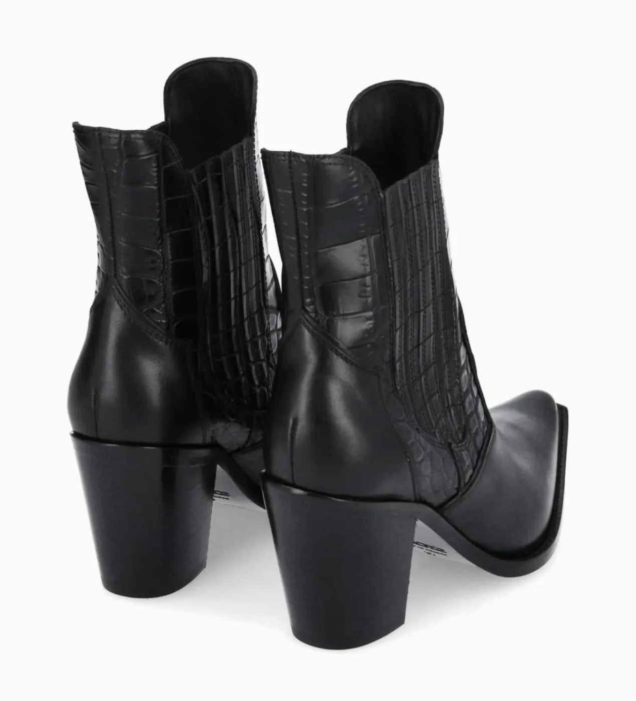 FREE LANCE Paris Bottine chelsea à talon - Sandy 80 - Cuir imprimé crocodile/Cuir lisse brillant - Noir Best Sale