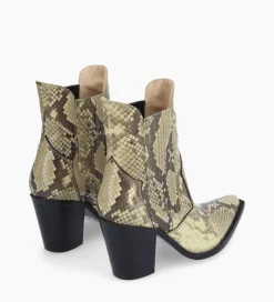 FREE LANCE Paris Bottine chelsea à talon - Sandy 80 - Cuir imprimé serpent - Naturel Flash Sale