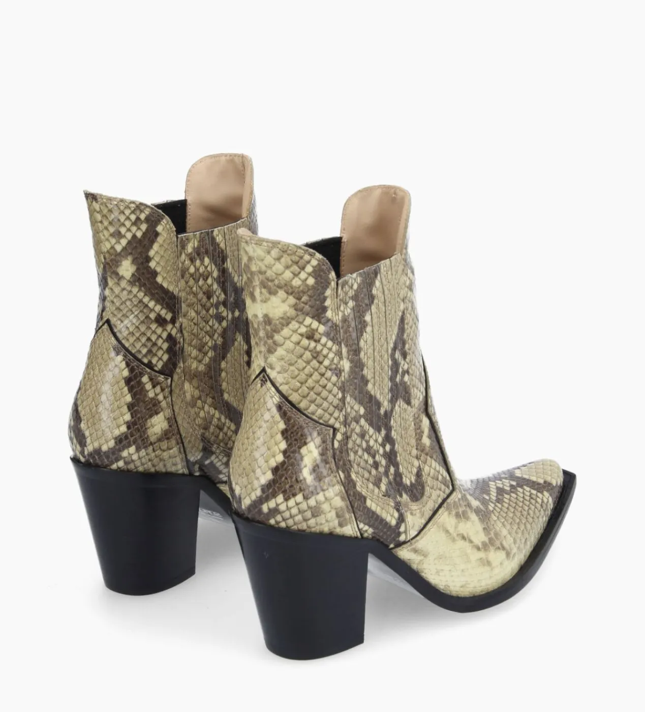 FREE LANCE Paris Bottine chelsea à talon - Sandy 80 - Cuir imprimé serpent - Naturel Flash Sale