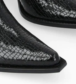 FREE LANCE Paris Bottine chelsea à talon - Sandy 80 - Cuir imprimé serpent verni - Noir Discount