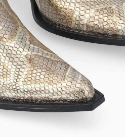 FREE LANCE Paris Bottine chelsea à talon - Sandy 80 - Cuir imprimé serpent - Doré Shop