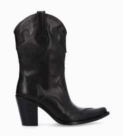 FREE LANCE Paris Bottine western à talon - Andy 80 - Cuir de veau lisse mat - Noir Sale