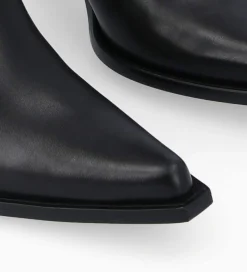 FREE LANCE Paris Bottine western à talon brodée - Tippi 80 - Cuir de veau lisse brillant - Noir/Beige Store