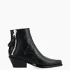 FREE LANCE Paris Bottine Western brodée - Calamity 40 - Cuir de veau lisse mat - Noir Best Sale
