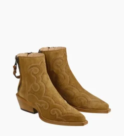 FREE LANCE Paris Bottine Western brodée - Calamity 40 - Cuir velours - Cigare Outlet