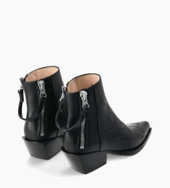 FREE LANCE Paris Bottine Western brodée - Calamity 40 - Cuir de veau lisse mat - Noir Best Sale
