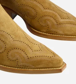 FREE LANCE Paris Bottine Western brodée - Calamity 40 - Cuir velours - Cigare Outlet