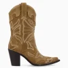FREE LANCE Paris Bottine western brodée à talon - Andrea 80 - Cuir velours - Sienna Fashion