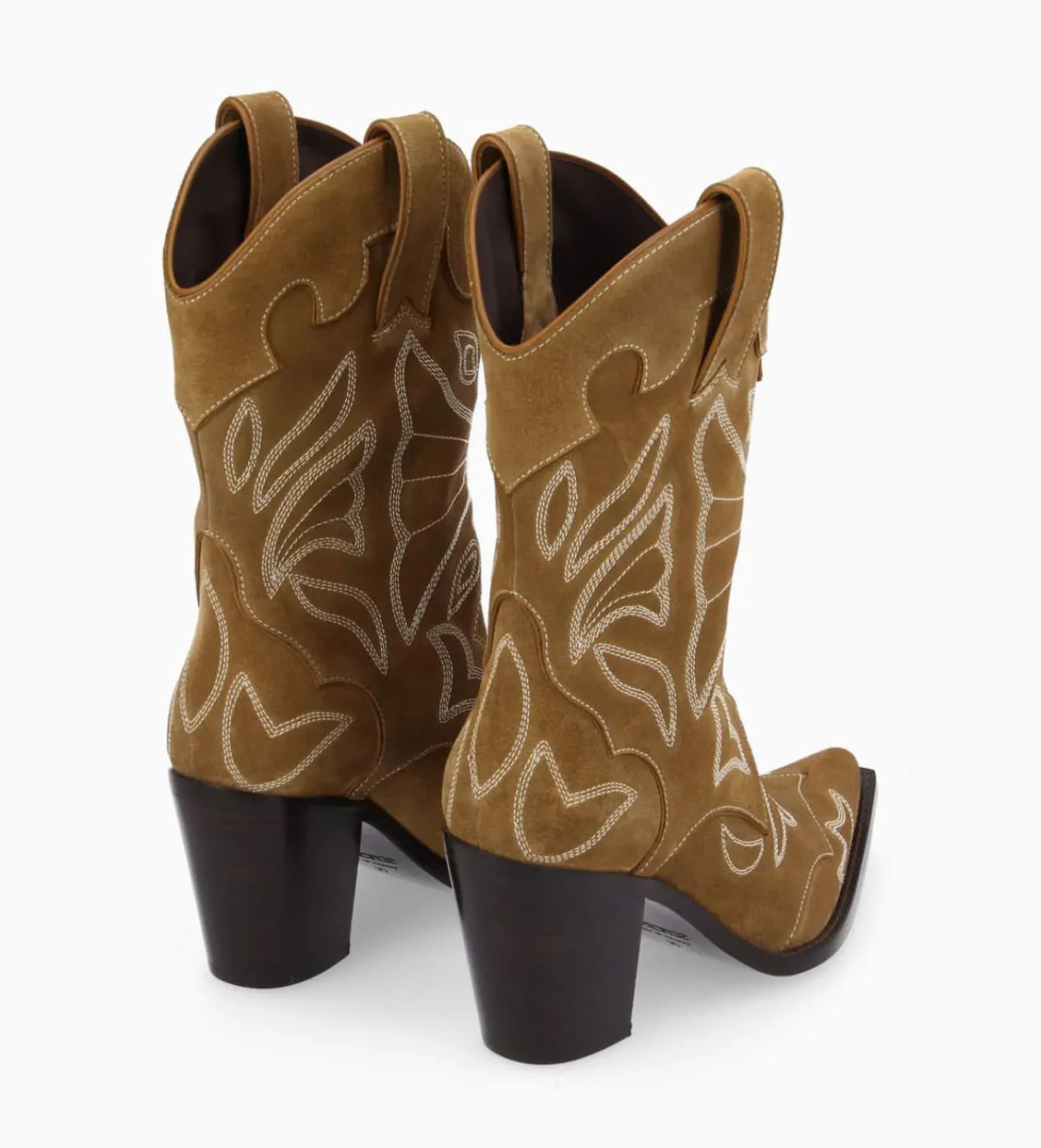 FREE LANCE Paris Bottine western brodée à talon - Andrea 80 - Cuir velours - Sienna Fashion