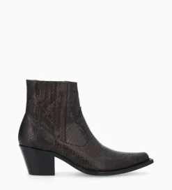 FREE LANCE Paris Bottine western chelsea - Sibelle 50 - Cuir imprimé serpent - Café Fashion