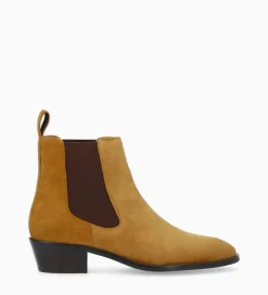 FREE LANCE Paris Bottine western chelsea - Kim 40 - Cuir velours - Caramel Best Sale