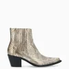 FREE LANCE Paris Bottine western chelsea - Sibelle 50 - Cuir imprimé serpent - Doré Outlet