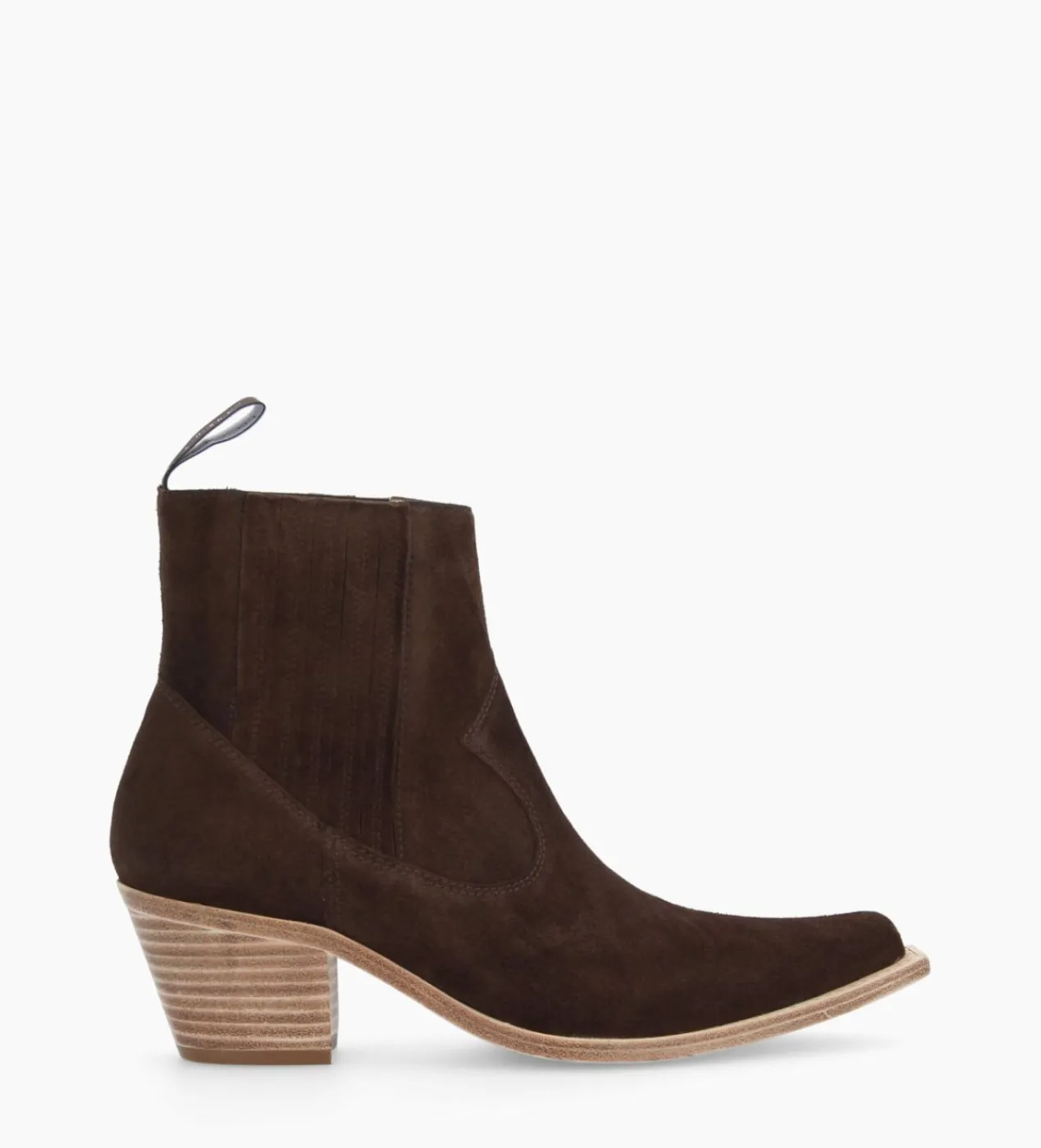 FREE LANCE Paris Bottine western chelsea - Sibelle 50 - Cuir velours - Ebène New