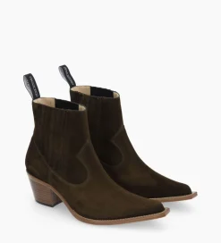 FREE LANCE Paris Bottine western chelsea - Sibelle 50 - Cuir velours - Vert olive Vertolive Cheap