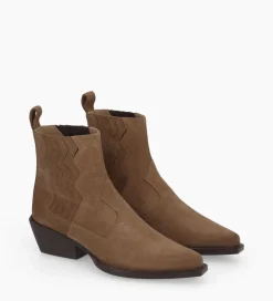 FREE LANCE Paris Bottine western chelsea - Calamity 40 - Cuir velours - Brun New