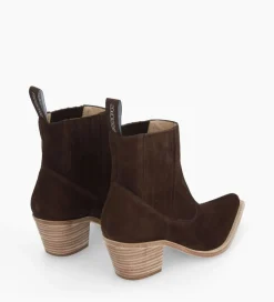 FREE LANCE Paris Bottine western chelsea - Sibelle 50 - Cuir velours - Ebène New