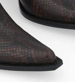 FREE LANCE Paris Bottine western chelsea - Sibelle 50 - Cuir imprimé serpent - Café Fashion