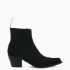 FREE LANCE Paris Bottine western chelsea brodée à talon - Simone 50 - Cuir velours - Noir Flash Sale
