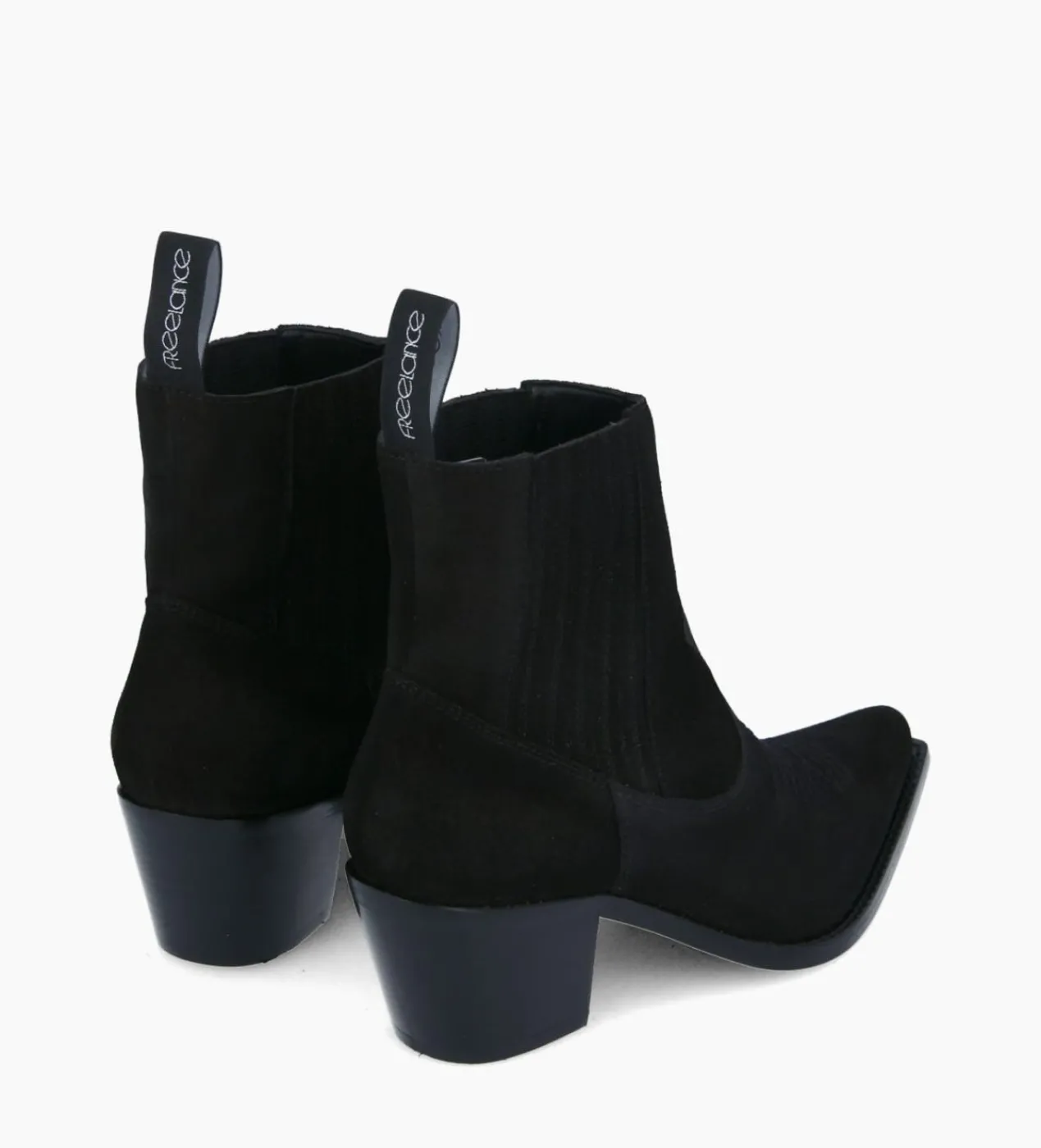 FREE LANCE Paris Bottine western chelsea brodée à talon - Simone 50 - Cuir velours - Noir Flash Sale