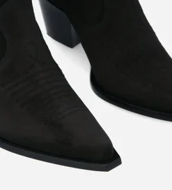 FREE LANCE Paris Bottine western chelsea brodée à talon - Simone 50 - Cuir velours - Noir Flash Sale