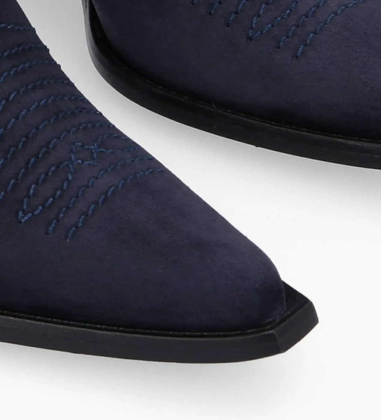 FREE LANCE Paris Bottine western chelsea brodée à talon - Simone 50 - Cuir velours - Marine Online