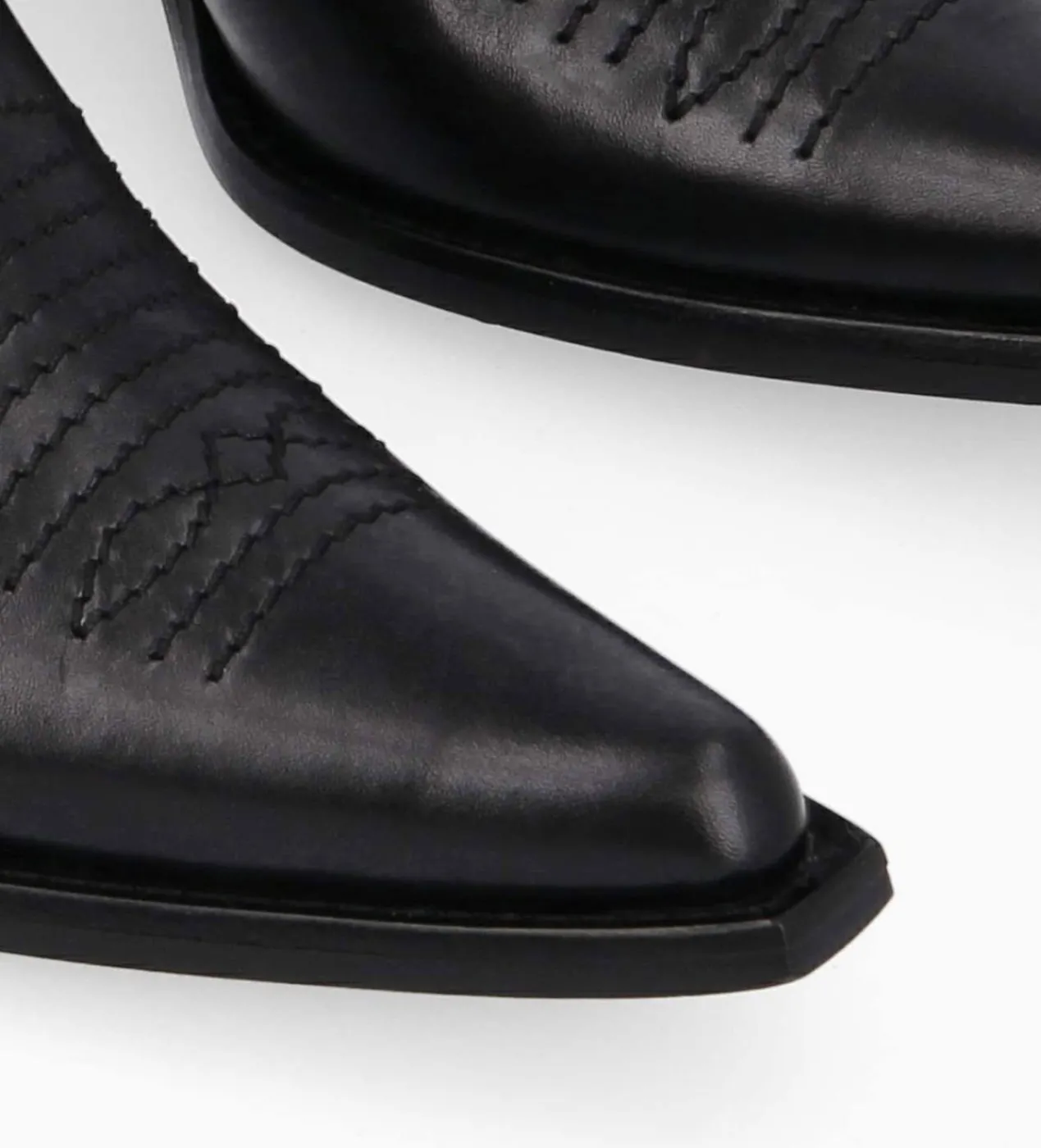 FREE LANCE Paris Bottine western chelsea brodée à talon - Simone 50 - Cuir de veau lisse brillant - Noir Clearance