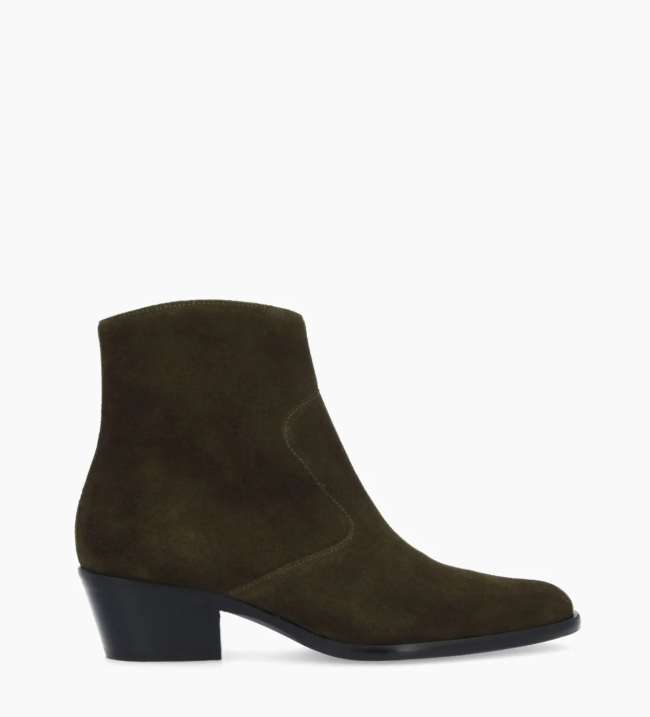 FREE LANCE Paris Bottine western zippée à talon - Jane 5 - Cuir velours - Kaki Discount