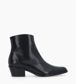 FREE LANCE Paris Bottine western zippée à talon - Jane 5 - Cuir lisse - Noir Hot