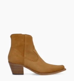 FREE LANCE Paris Bottine western zippée à talon - Sadie 50 - Cuir velours - Biscuit Store