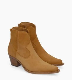 FREE LANCE Paris Bottine western zippée à talon - Sadie 50 - Cuir velours - Biscuit Store