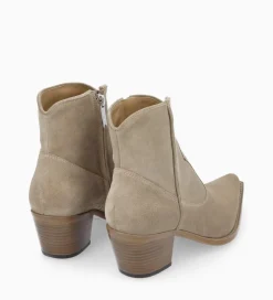FREE LANCE Paris Bottine western zippée à talon - Sadie 50 - Cuir velours - Grège Cheap