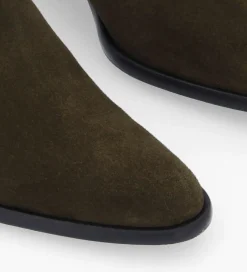 FREE LANCE Paris Bottine western zippée à talon - Jane 5 - Cuir velours - Kaki Discount