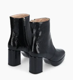 FREE LANCE Paris Bottine zippée - Carlotta - Cuir verni imprimé serpent - Noir New