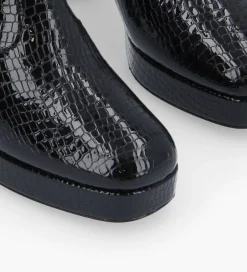 FREE LANCE Paris Bottine zippée - Carlotta - Cuir verni imprimé serpent - Noir New