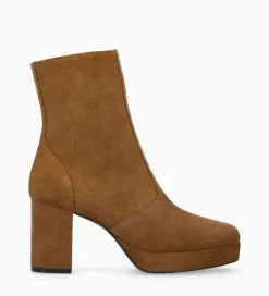 FREE LANCE Paris Bottine zippée à talon - Carlotta 70 - Cuir velours - Brun Best