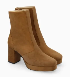 FREE LANCE Paris Bottine zippée à talon - Carlotta 70 - Cuir velours - Brun Best