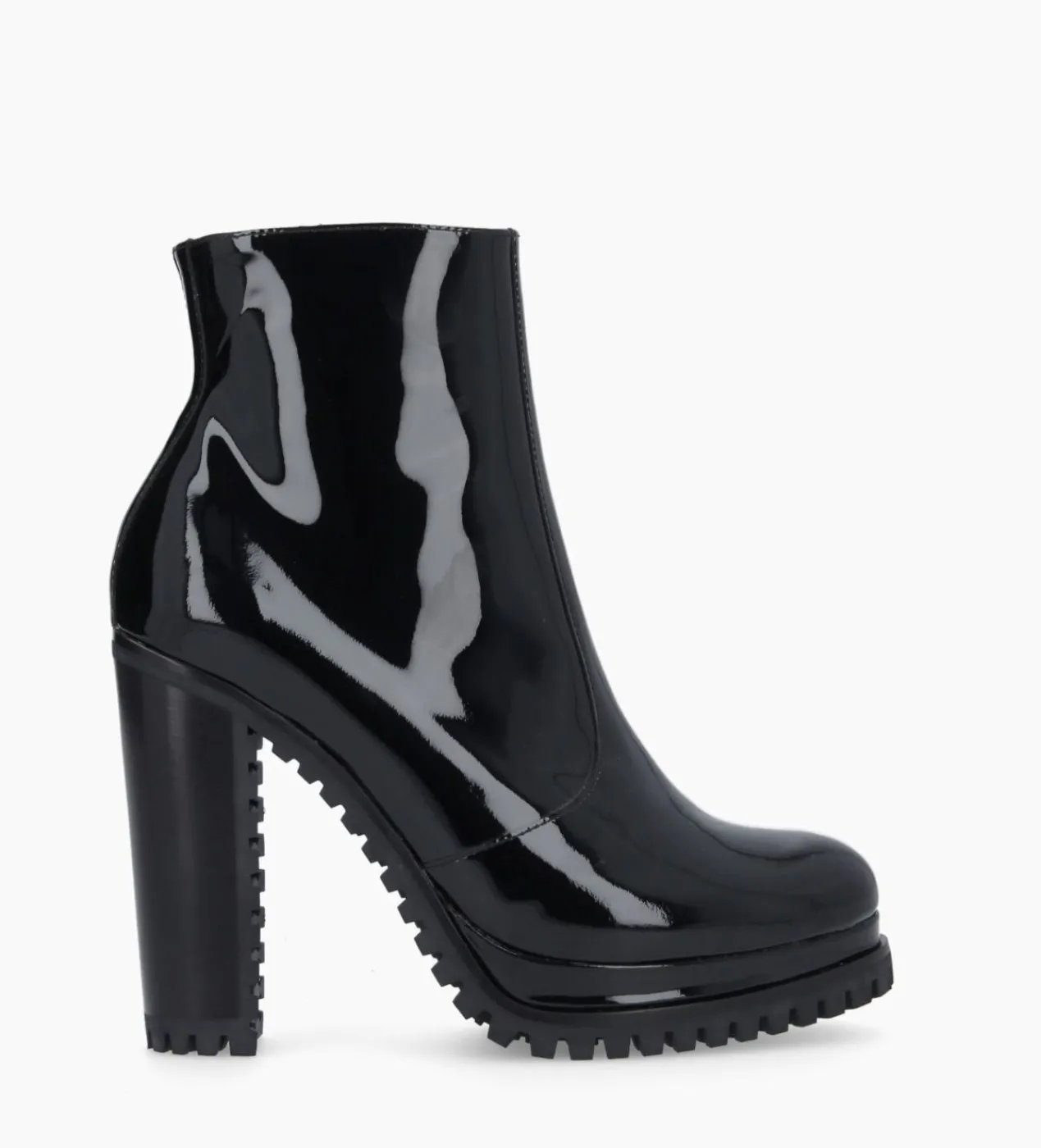 FREE LANCE Paris Bottine zippée à talon - Lery 7 - Cuir vernis - Noir Discount