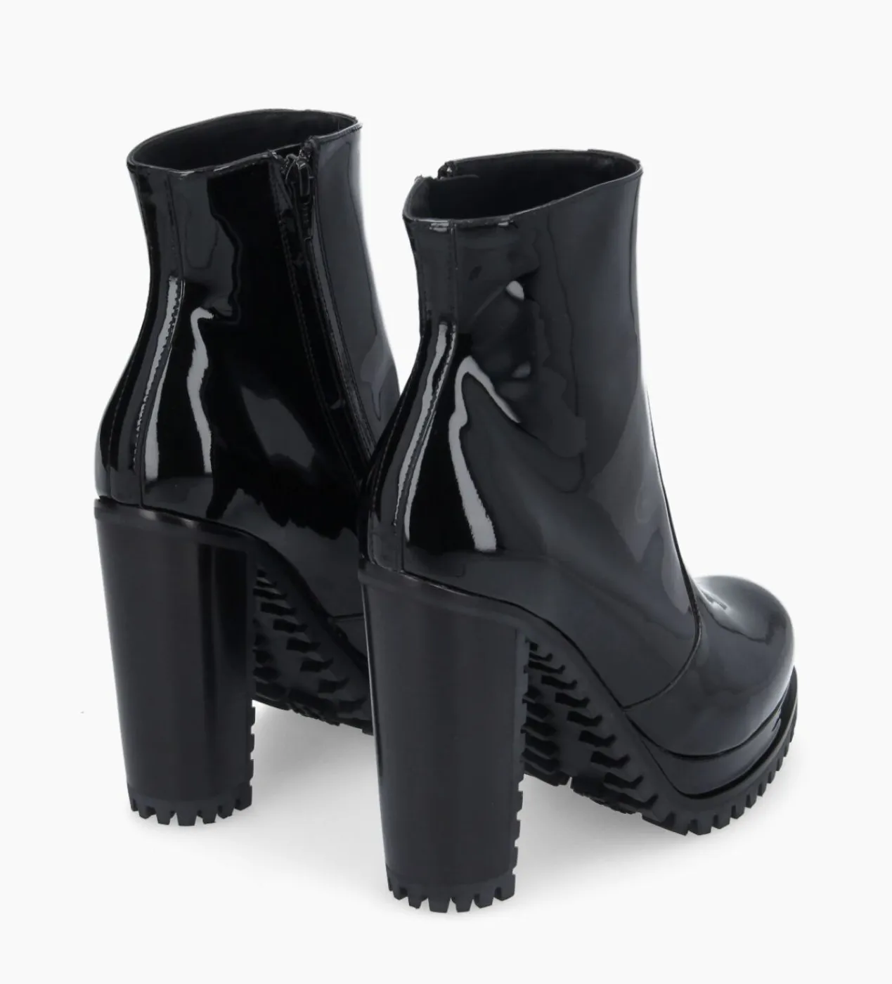 FREE LANCE Paris Bottine zippée à talon - Lery 7 - Cuir vernis - Noir Discount