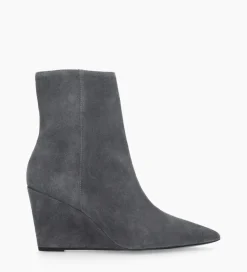 FREE LANCE Paris Bottine zippée à talon compensé - Florence 70 - Cuir velours - Stone Clearance